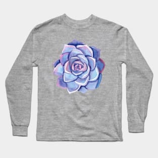 Hand painted purple watercolor succulent Long Sleeve T-Shirt